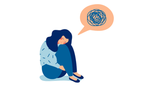 Illustrazione 3D di una donna depressa