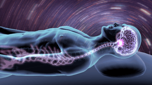 Dreaming Man with X-ray Brain and Spine