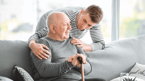 A young man who takes care of his grandfather