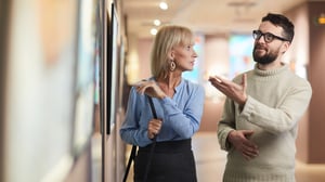 a boy and a woman at the museum