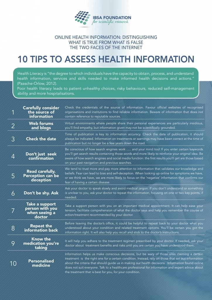 10 tips to assess health information